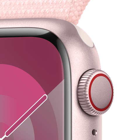 Apple Watch Series 9 GPS+Cellular with Light Pink Sport Loop - S/M (41mm Display, Pink Aluminium Case)