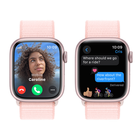 Apple Watch Series 9 GPS+Cellular with Light Pink Sport Loop - S/M (41mm Display, Pink Aluminium Case)