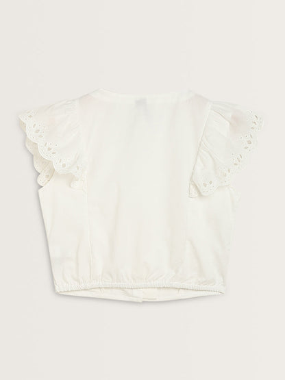 LOV White Schiffli Detailed Cotton Top