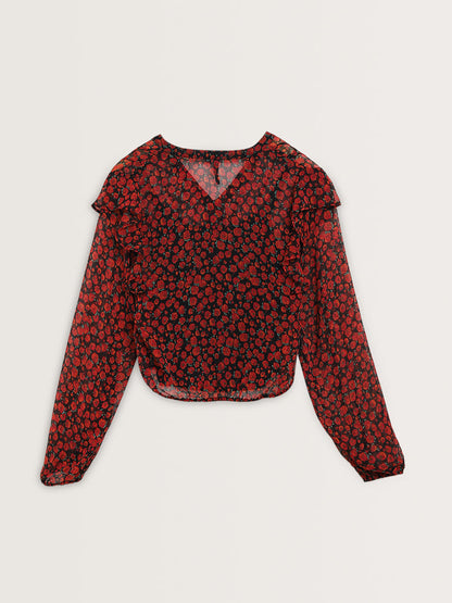 LOV Red Floral Printed Top with Camisole