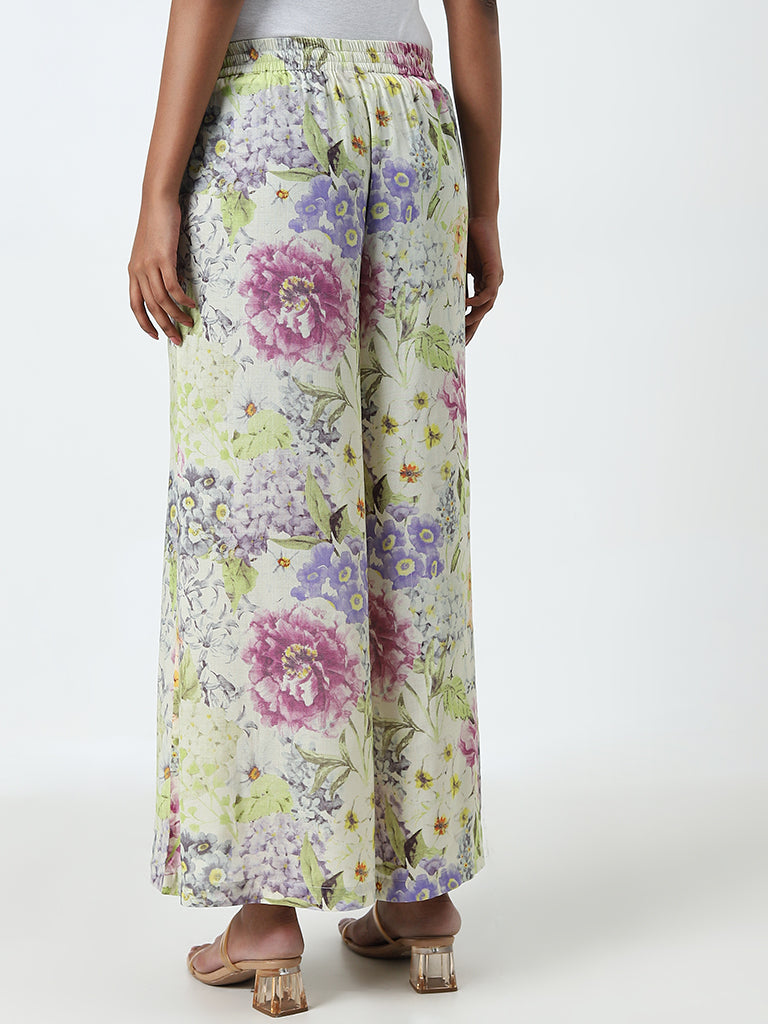 Zuba Multicolour Floral High-Rise Palazzos