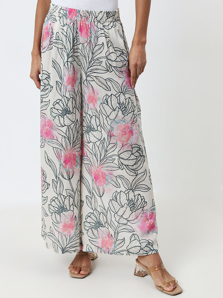 Zuba Multicolour Floral High-Rise Palazzos