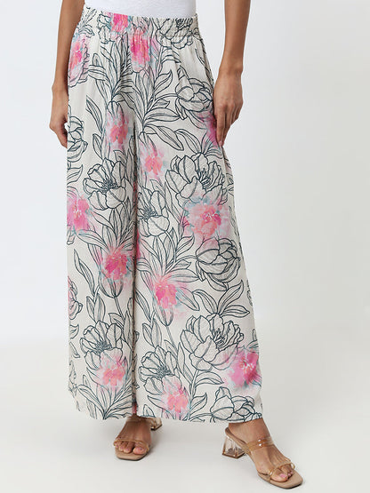 Zuba Multicolour Floral High-Rise Palazzos