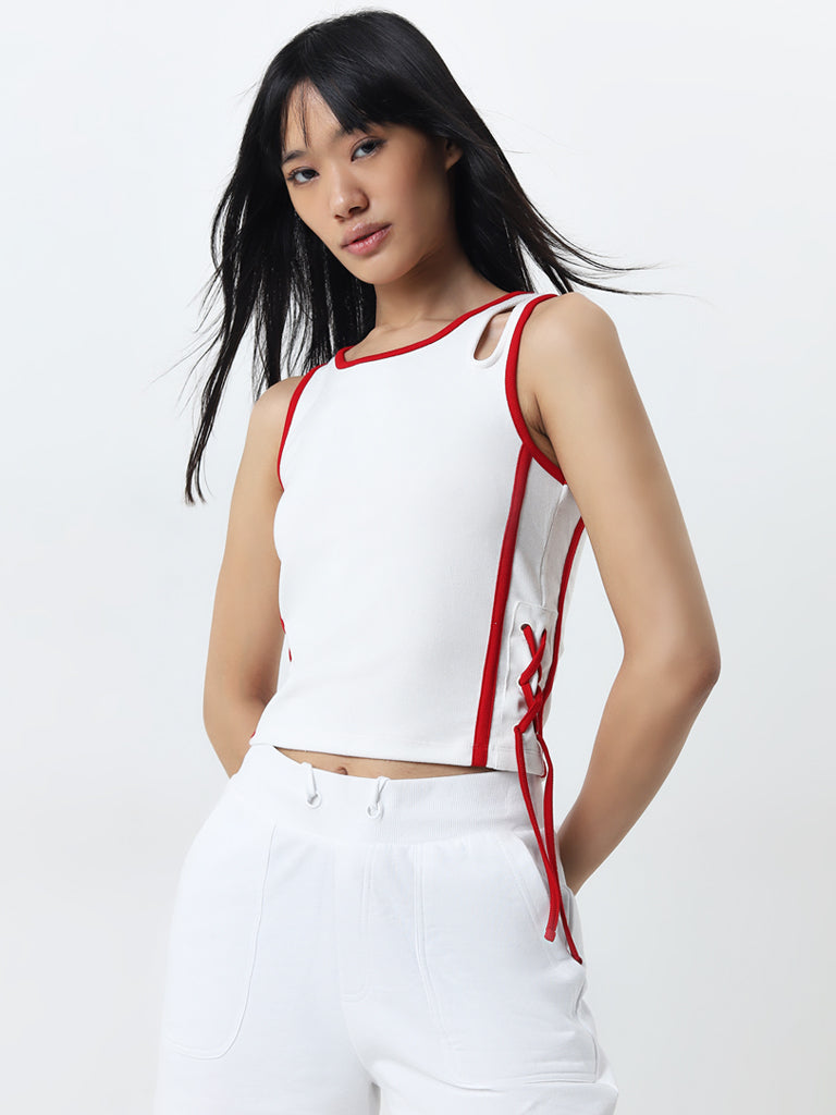 Studiofit White Braids Detailed Top