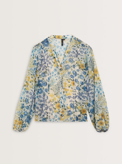 LOV Off-White Floral Printed Blouse with Camisole