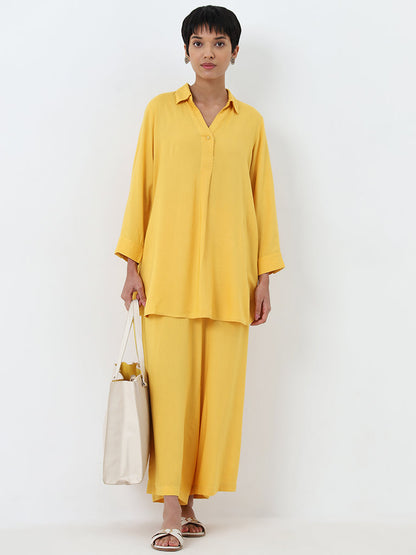 Utsa Yellow Solid A-Line Kurti