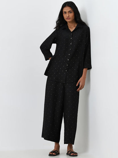 Utsa Black Polka Dot Design Straight Tunic