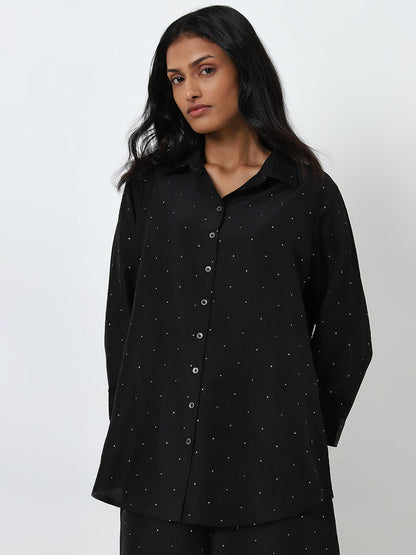 Utsa Black Polka Dot Design Straight Tunic