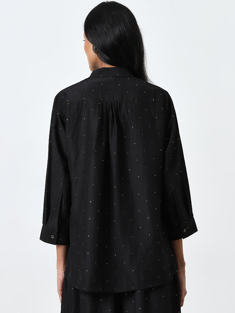 Utsa Black Polka Dot Design Straight Tunic