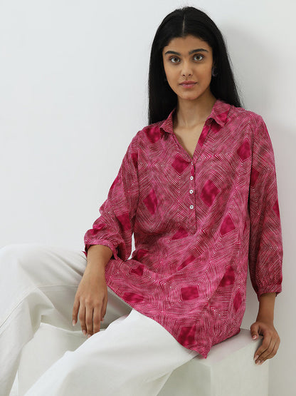 Utsa Pink Bandhani Printed Tunic