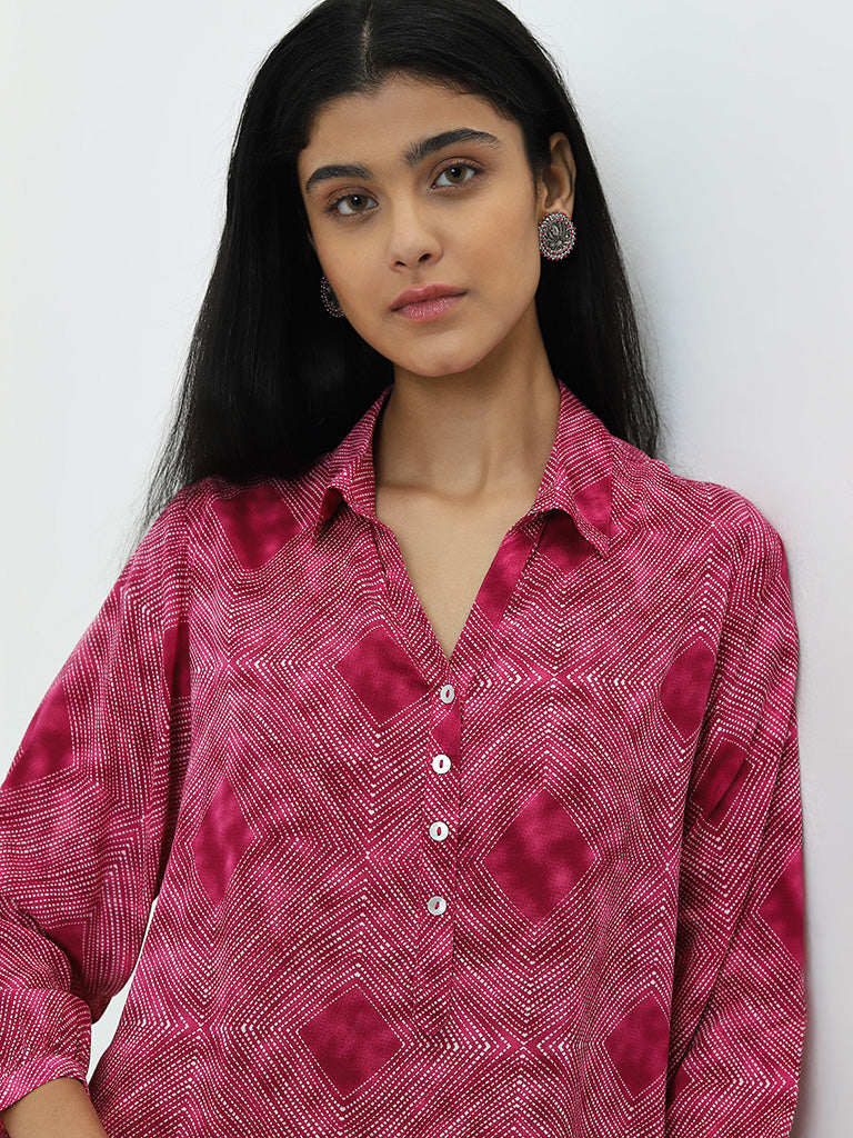 Utsa Pink Bandhani Printed Tunic