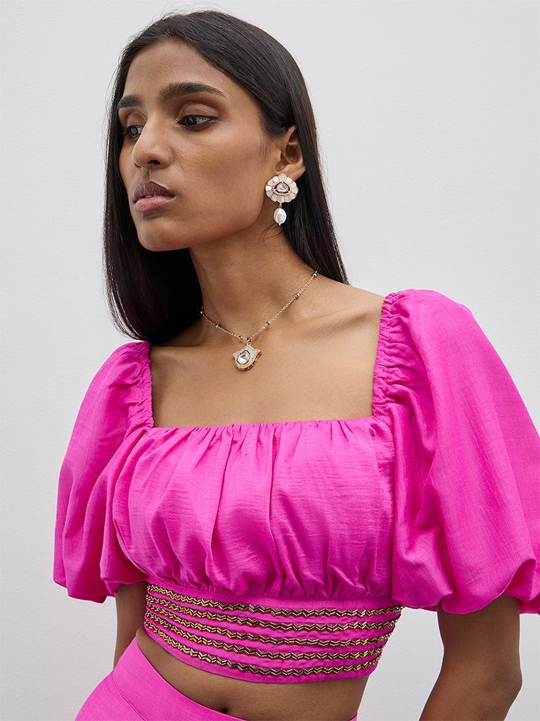 Vark Fuchsia Embellished Top