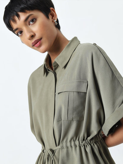 LOV Olive Solid Knot-Detailed Top