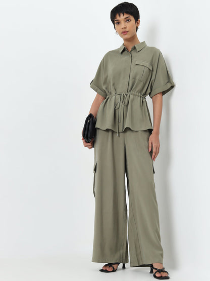 LOV Olive Solid Knot-Detailed Top