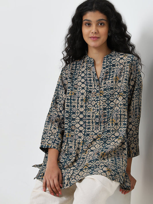 Utsa Blue Tie Dye A-Line Kurti