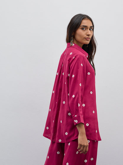 Utsa Magenta Bandhani Design Straight Tunic