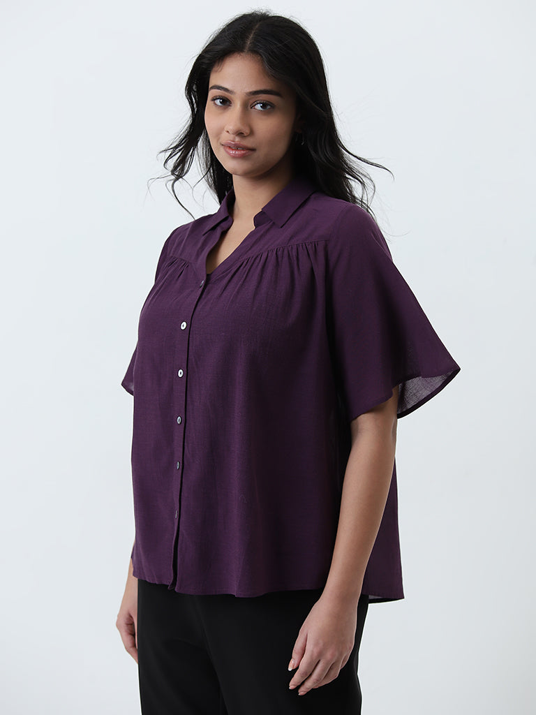 Gia Purple Solid Blouse