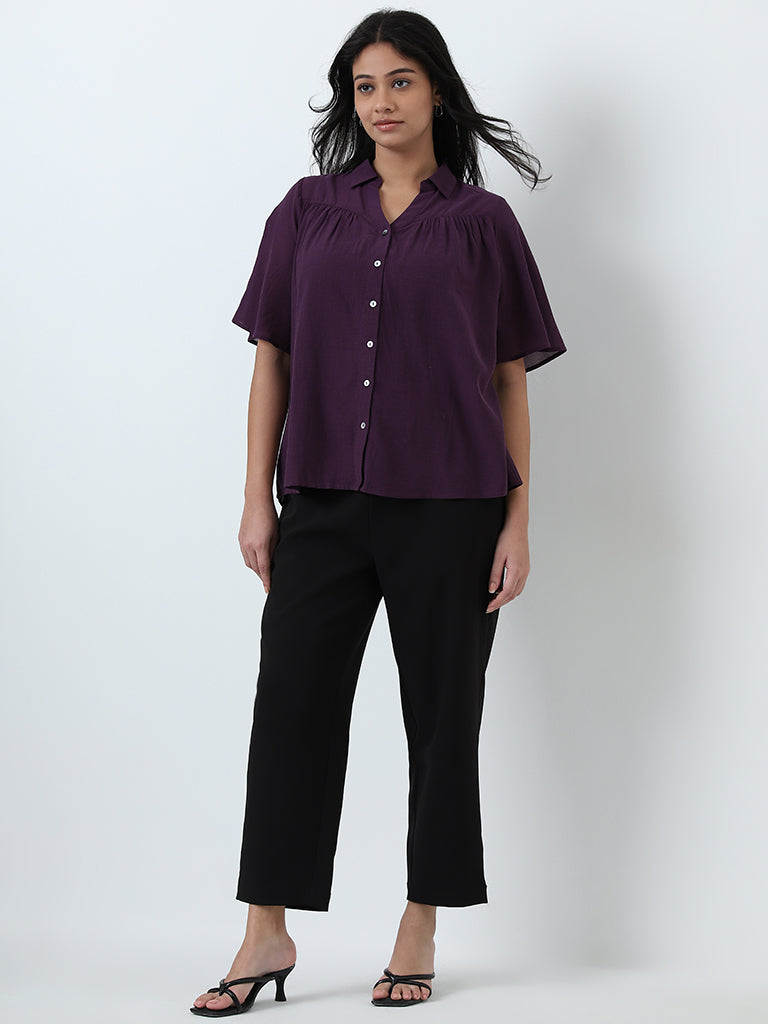 Gia Purple Solid Blouse