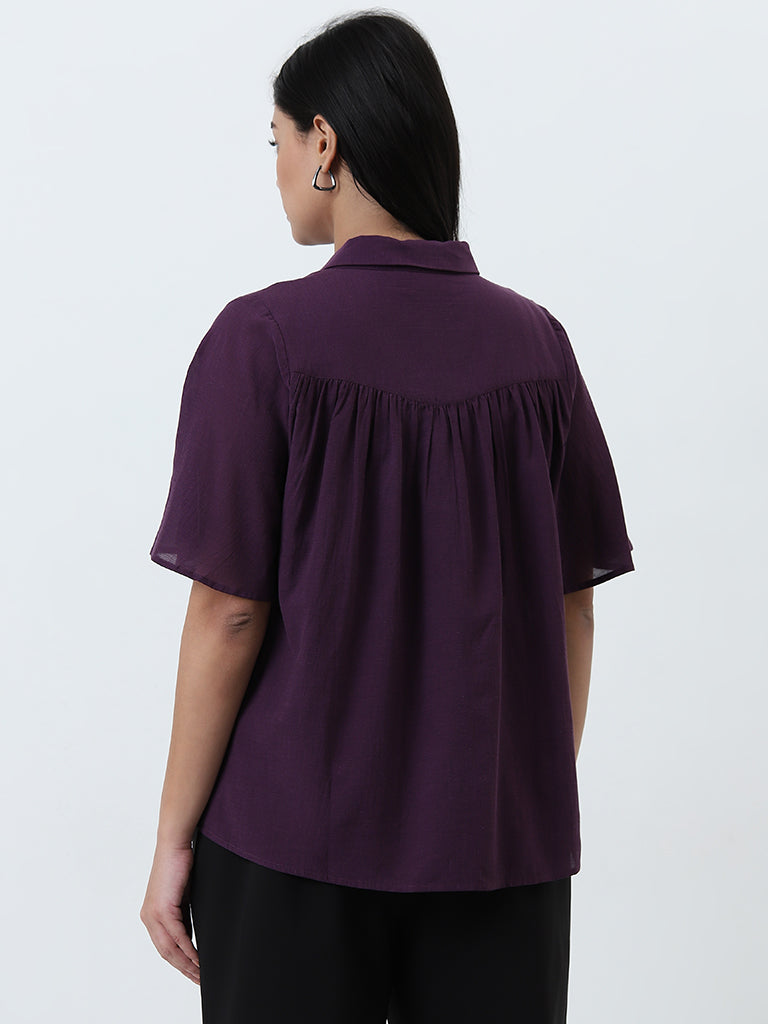 Gia Purple Solid Blouse