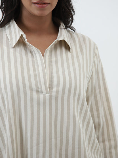 Gia Beige Striped Blouse