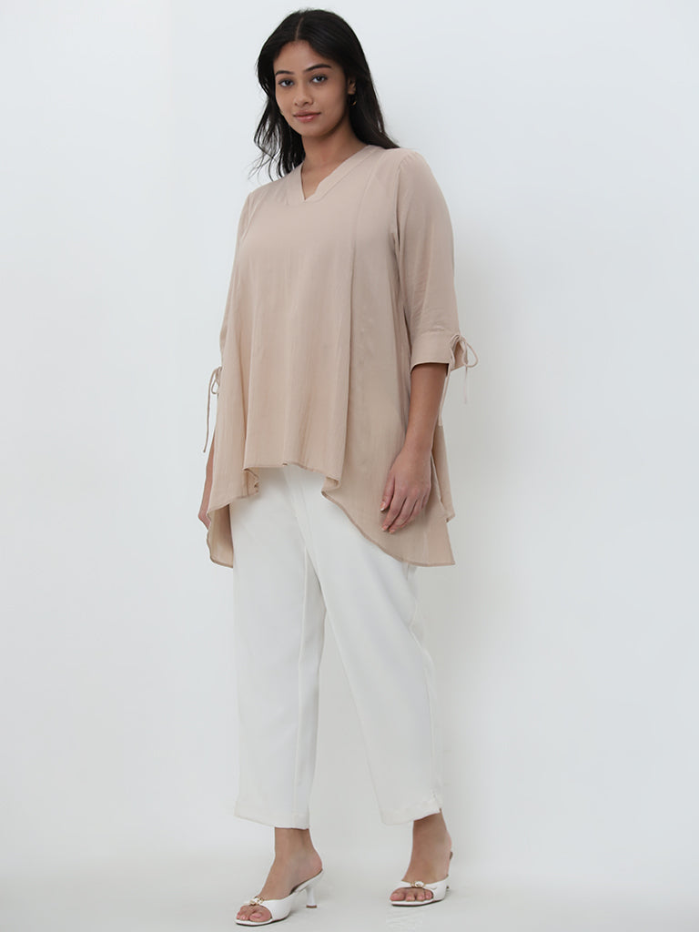 Gia Beige Solid Blouse