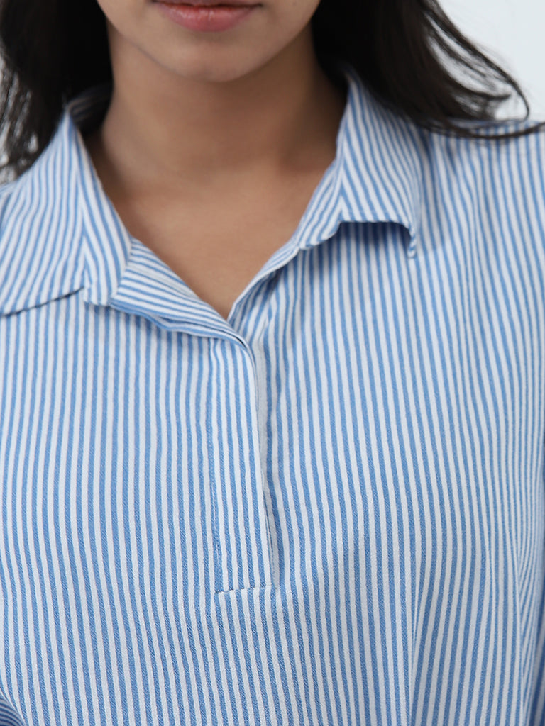 Gia Blue Striped Blouse