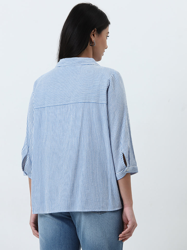 Gia Blue Striped Blouse