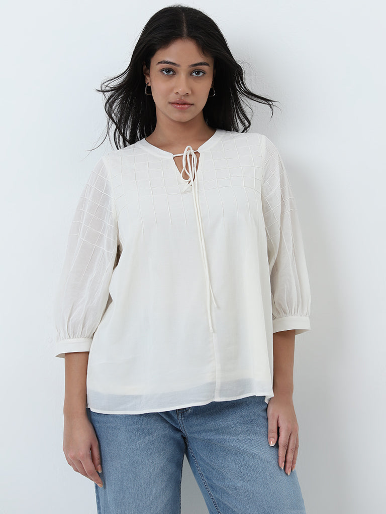 Gia Off-White Textured Blouse