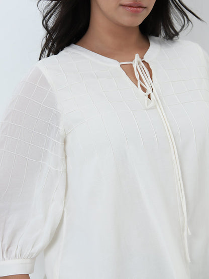 Gia Off-White Textured Blouse