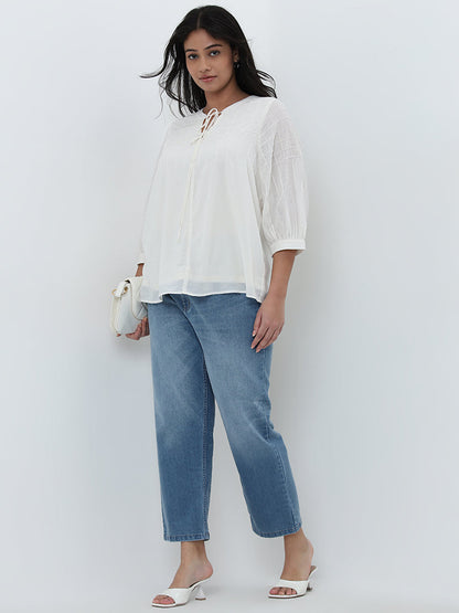 Gia Off-White Textured Blouse