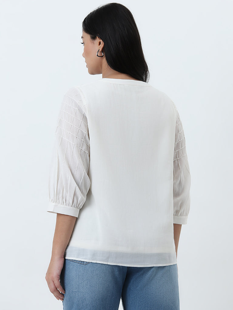 Gia Off-White Textured Blouse