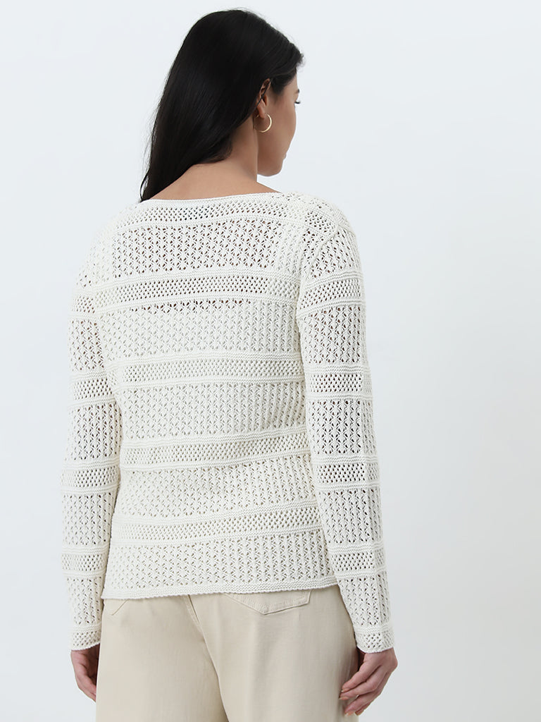 Gia Off-White Crochet Cotton Top