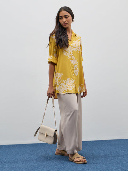 Utsa Yellow Floral Printed Straight Tunic