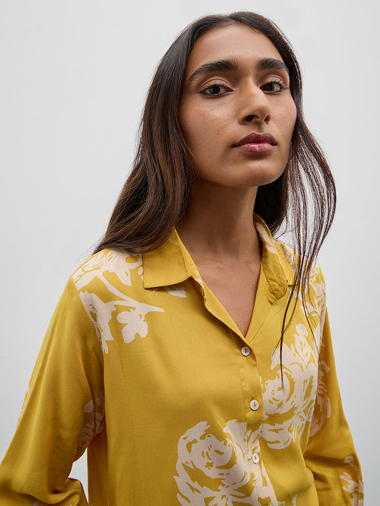 Utsa Yellow Floral Printed Straight Tunic