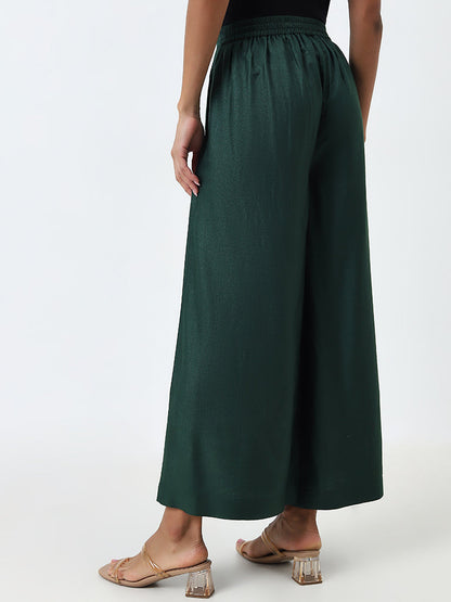 Zuba Dark Green High-Rise Palazzos