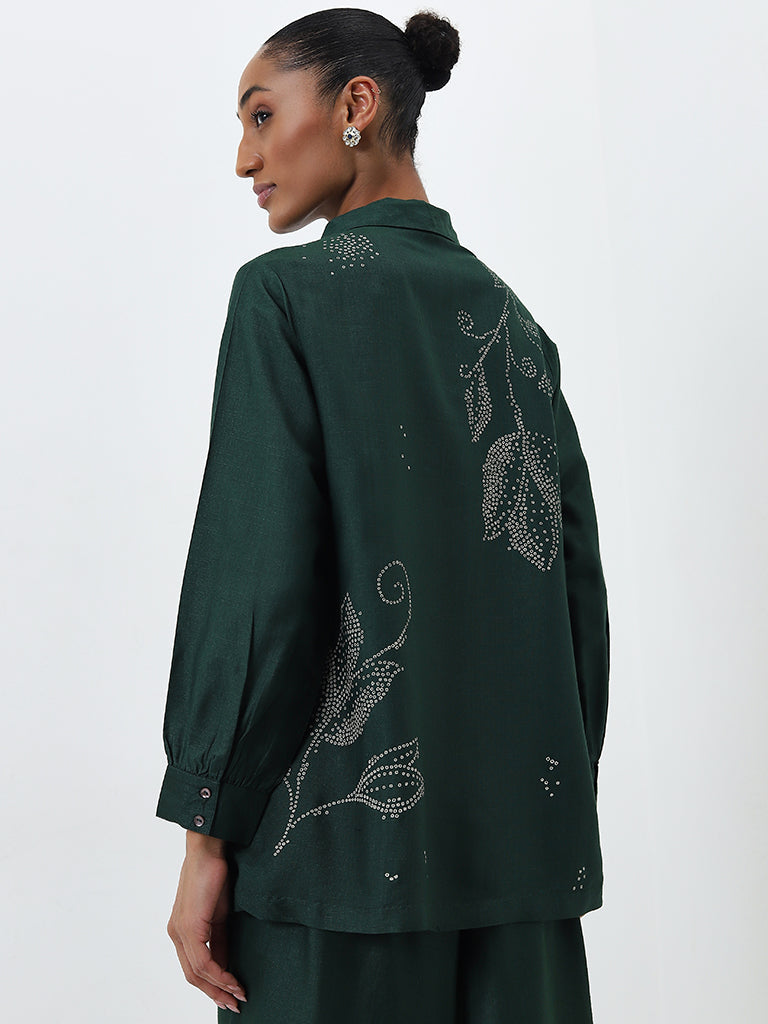 Zuba Dark Green Bandhani Print A-Line Tunic