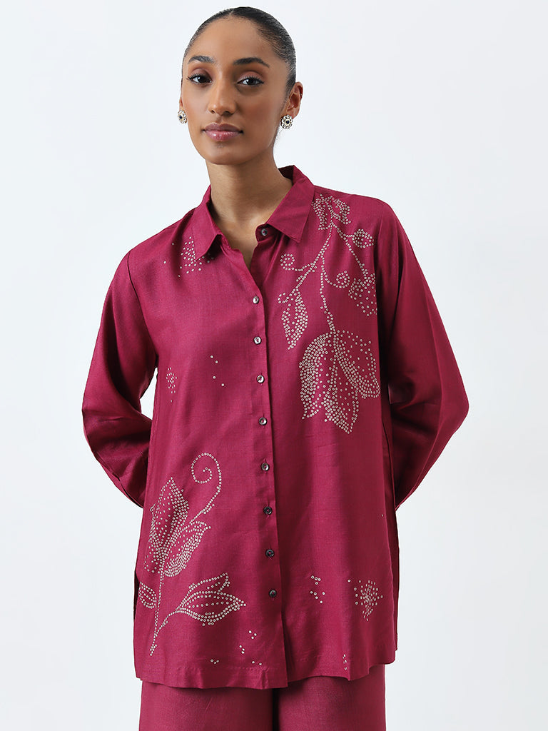 Zuba Magenta Bandhani Print A-Line Tunic