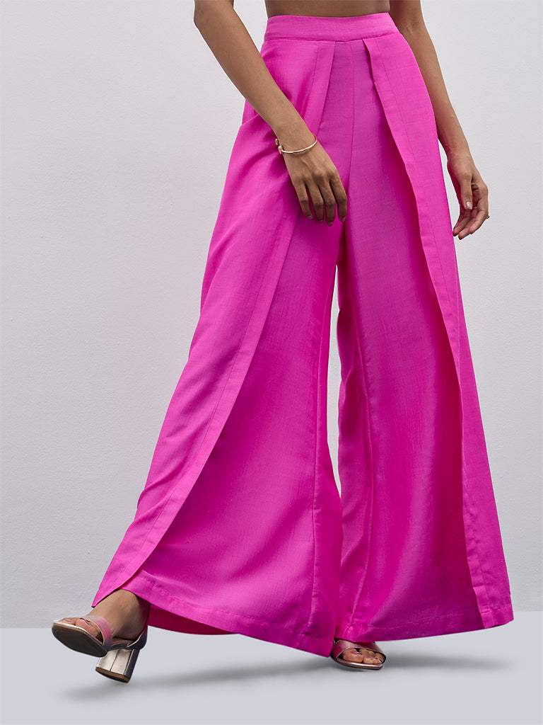 Vark Fuchsia High-Rise Solid Palazzos