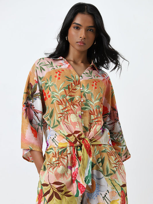 LOV Multicolour Leaf Printed Blouse