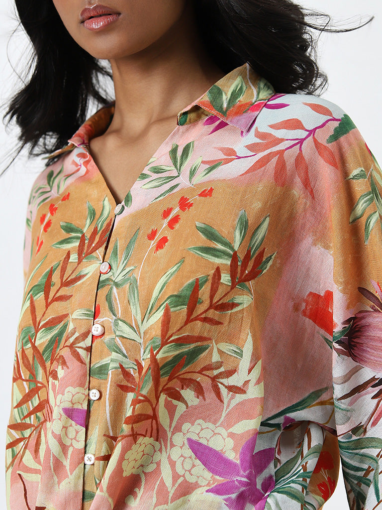 LOV Multicolour Leaf Printed Blouse