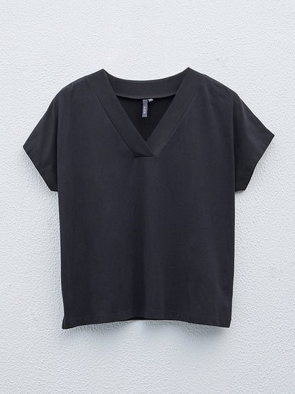 LOV Black Cotton Blend Blouse