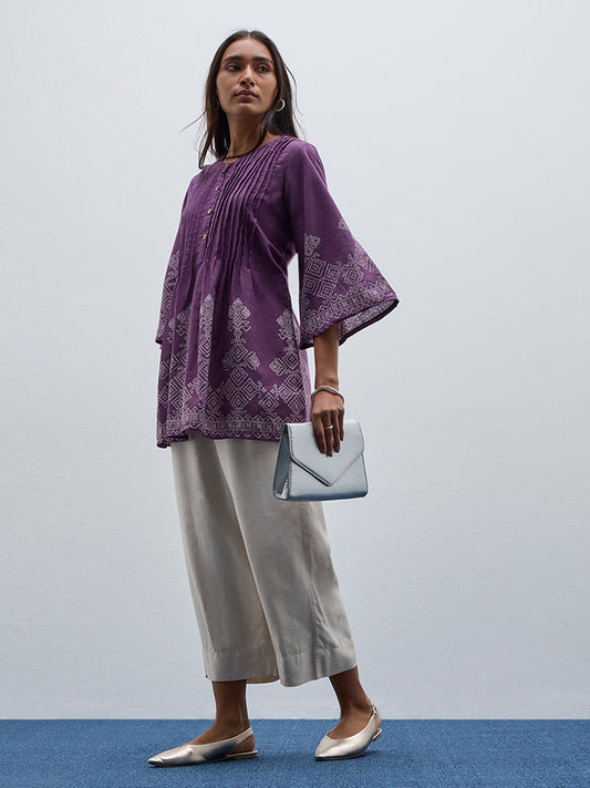 Utsa Purple A-Line Cotton Kurti