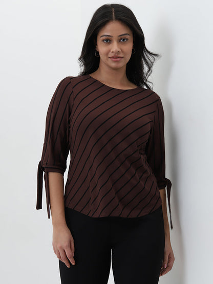 Gia Brown Striped Blouse