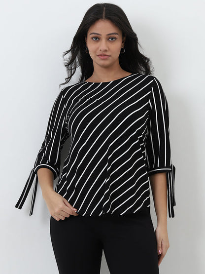 Gia Black Striped Blouse