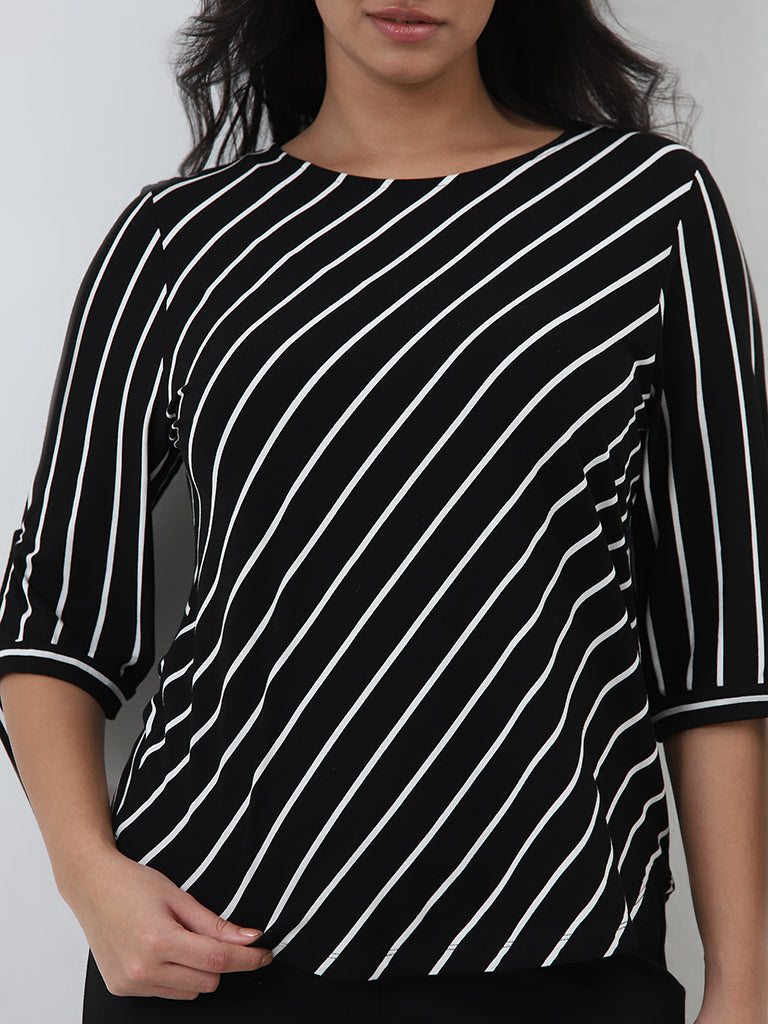 Gia Black Striped Blouse