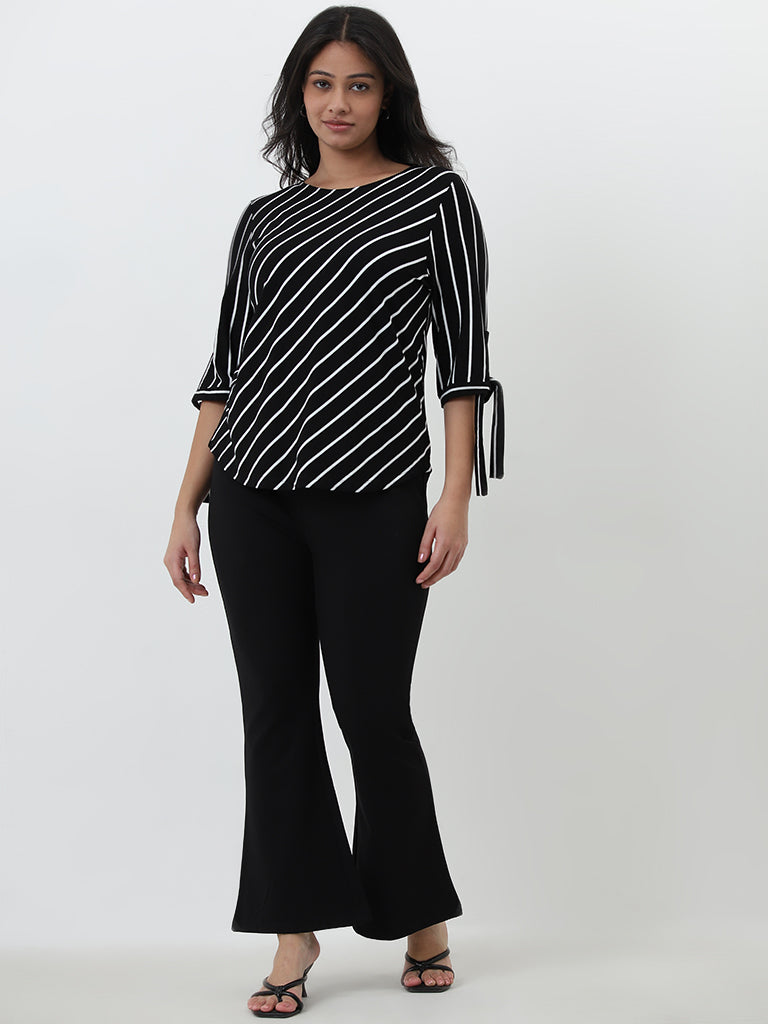 Gia Black Striped Blouse