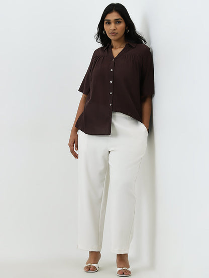 Gia Brown Solid Blouse