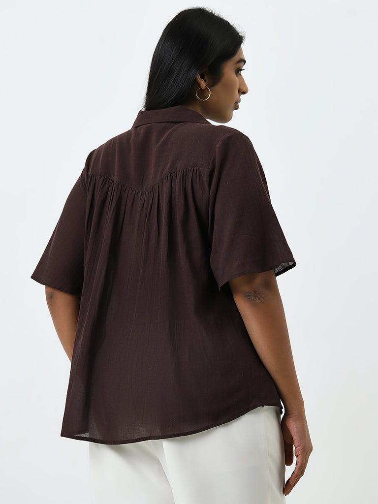 Gia Brown Solid Blouse