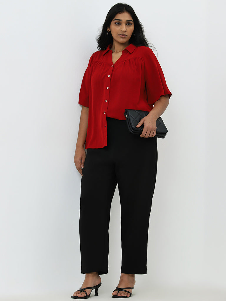 Gia Red Solid Blouse