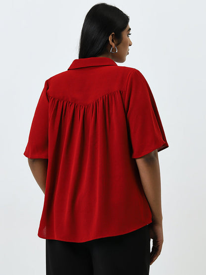 Gia Red Solid Blouse